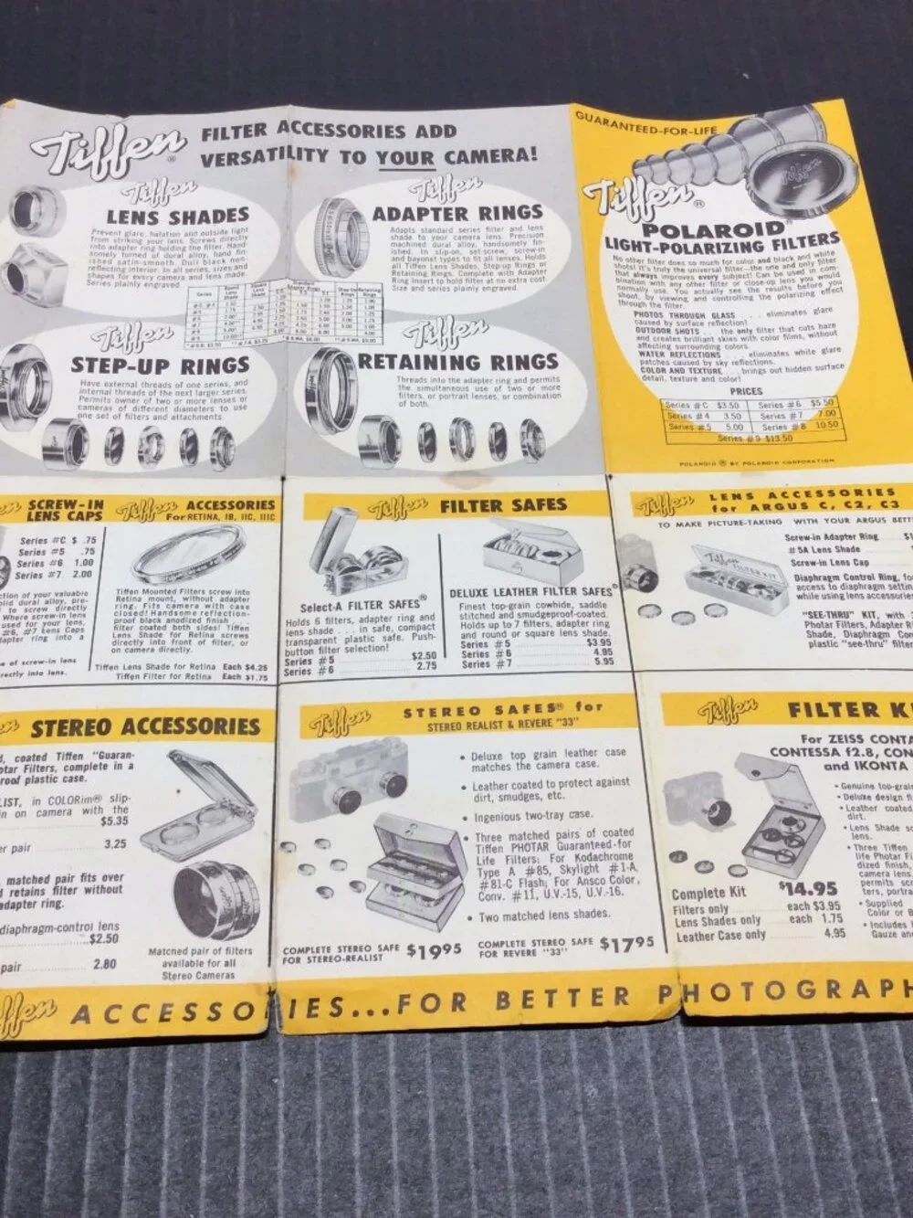 Vintage Tiffen Camera Filter Brochure Catalogue Pre-UPC Era